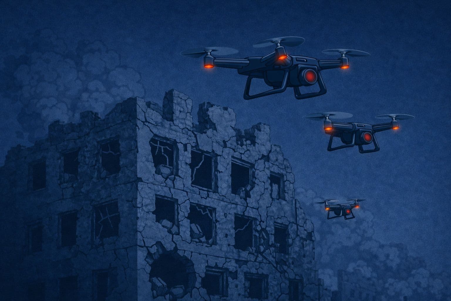 Drone attack cartoon