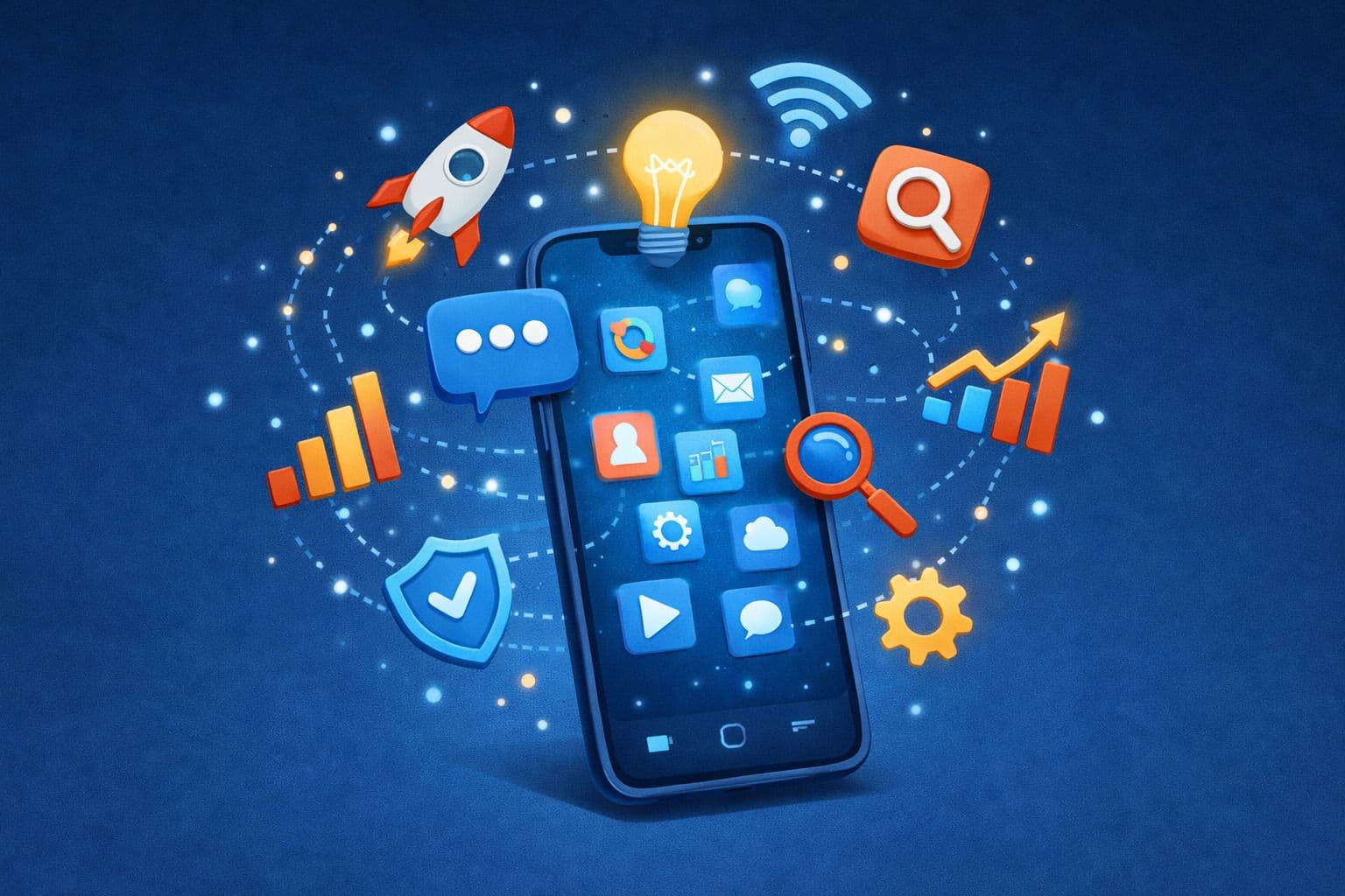 Mobile Phone With Symbols