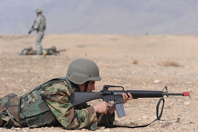 Army Soldier Training Exercise In Desert
