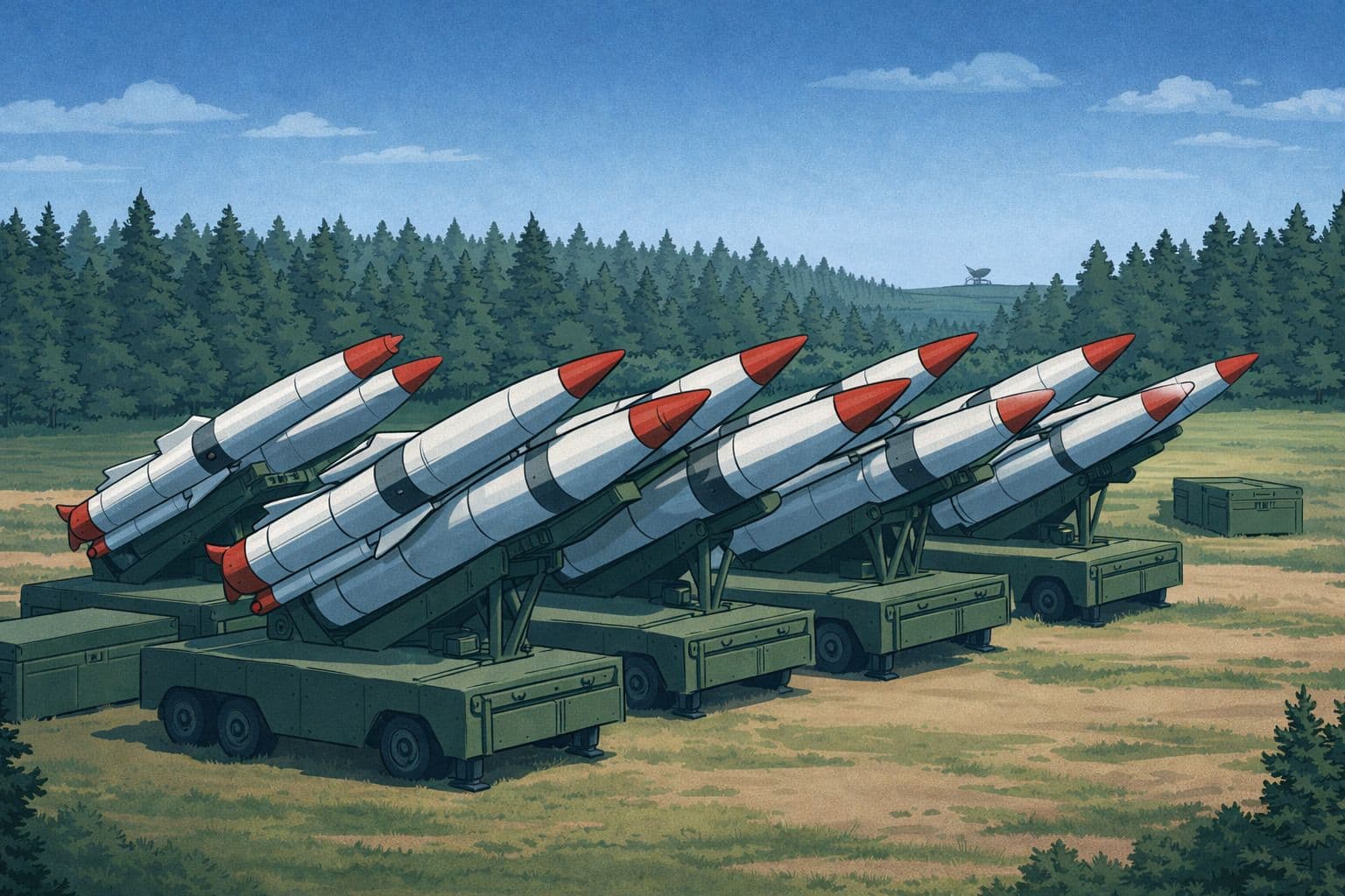 Missiles Lined Up In Forest