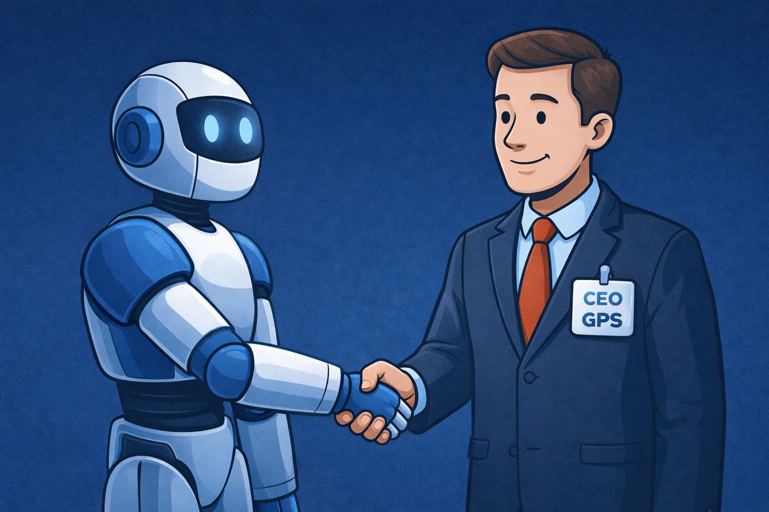 Robot And Ceo Shaking Hands