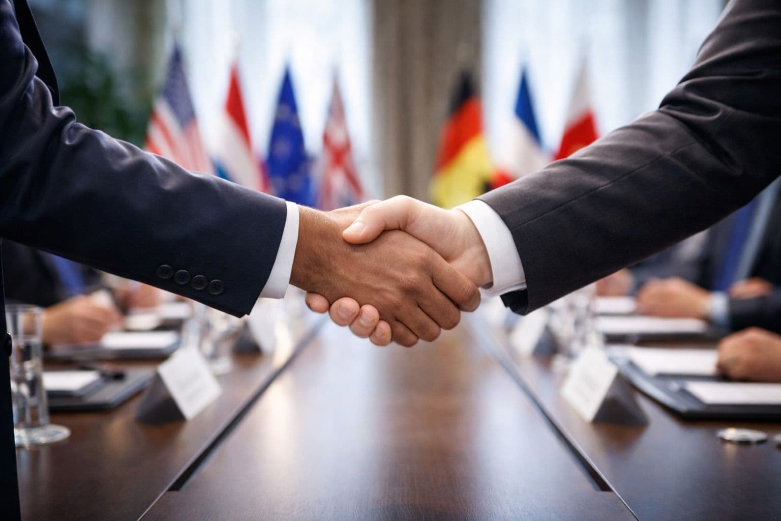 Handshake Between Politicians at Meeting